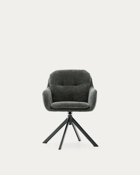 Поворотное кресло Lexa, зеленый шенилл с зелеными ножками