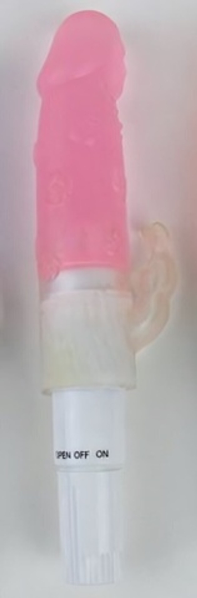 Розовый мини-вибратор с клиторальным отростком - 17 см. (Цвет: розовый)