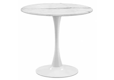 Стол деревянный Woodville Тулип 90х73 мрамор белый, белый, ножки белые