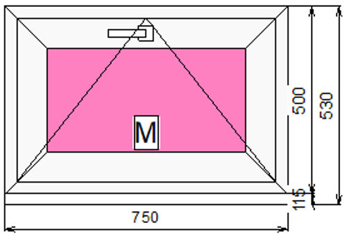 Пластиковое окно 500 х 750 фрамуга (форточка) ТермА Эко + Москитная сетка