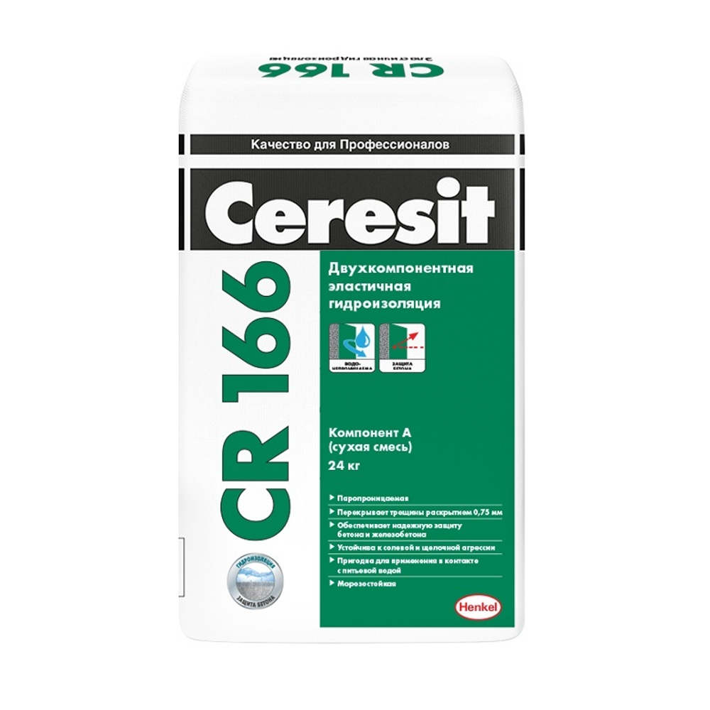 Масса гидроизоляционная эластичная Ceresit CR166 Комп.А, 24 кг