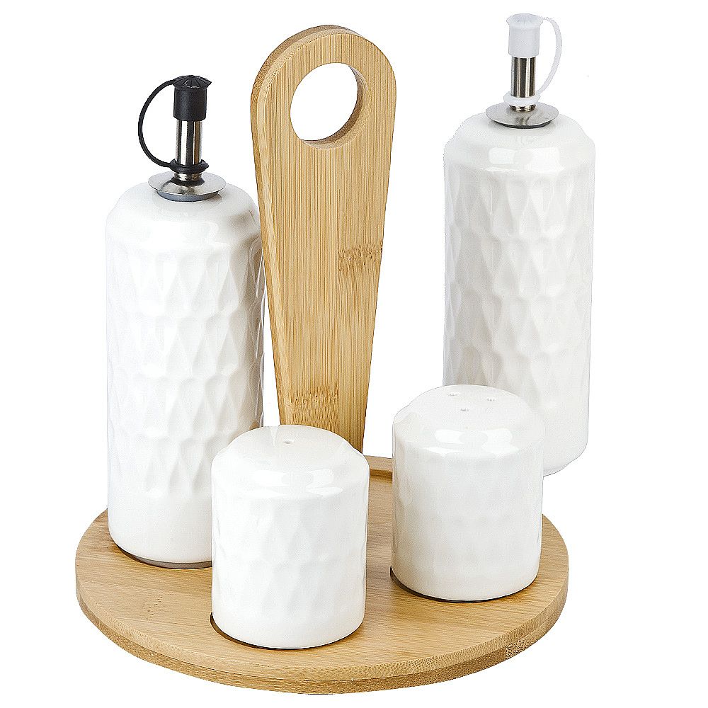 Набор для специй солонка/ перечница/ 2 бутылки для масла " " 17,5*17,5*20см. v=200мл.