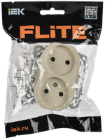 FLITE Розетка 2-местная без заземления с защитными шторками безвинтовое крепление 10А РСш02-1-ФлСл сливочный IEK
