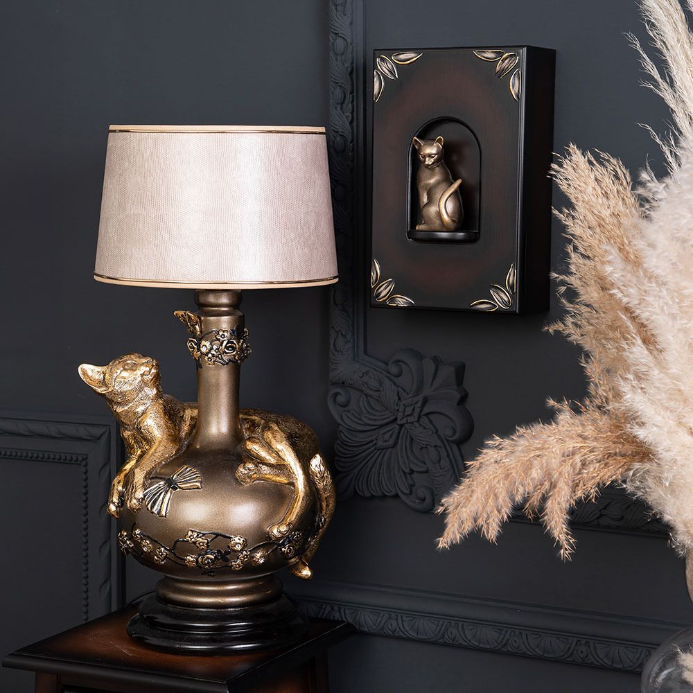 Полка - ключница Кошка Грация Орех Бронза