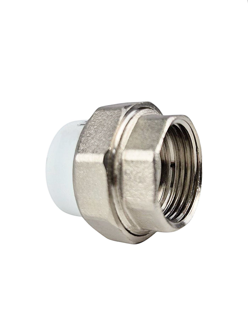 Муфта комбинированная разъемная (Американка) PPR внутренняя резьба 25х1,  белый, RTP (120/10)