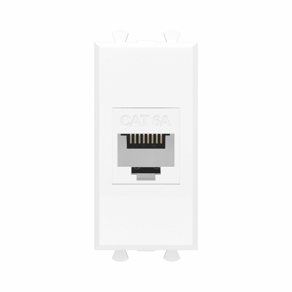 Компьютерная розетка RJ-45 без шторки модульная , кат.6А, "Avanti", "Белое облако", 1 модуль