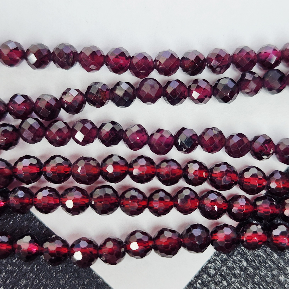 Гранат альмандин, огранка, 4мм, цена за нить 10 см