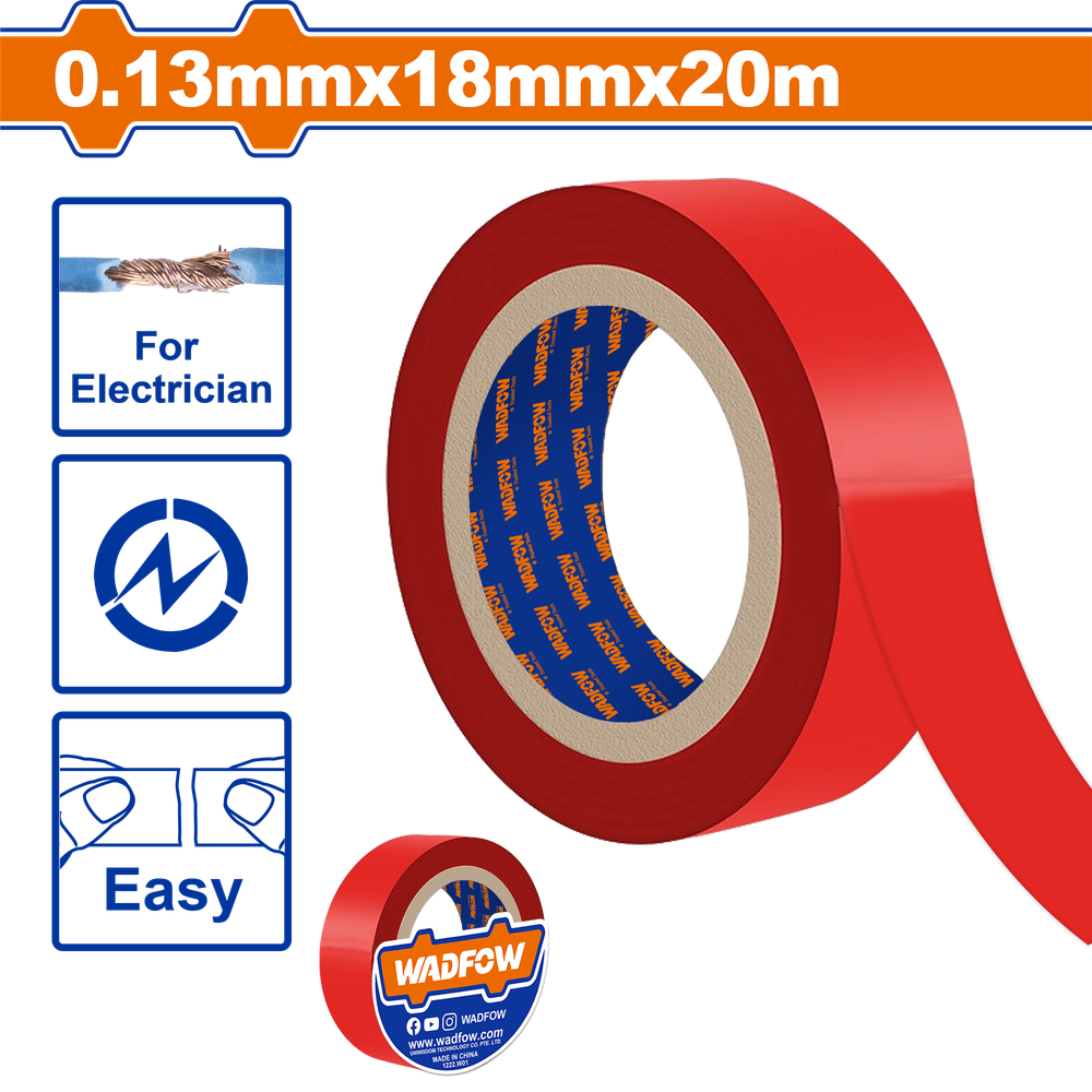 Изолента красная ПВХ WADFOW WPN1012
