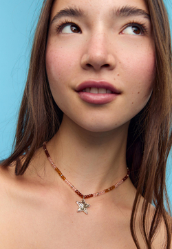 STRADIVARIUS Комплект из 2 ожерелий из бусин и звезд, золотой