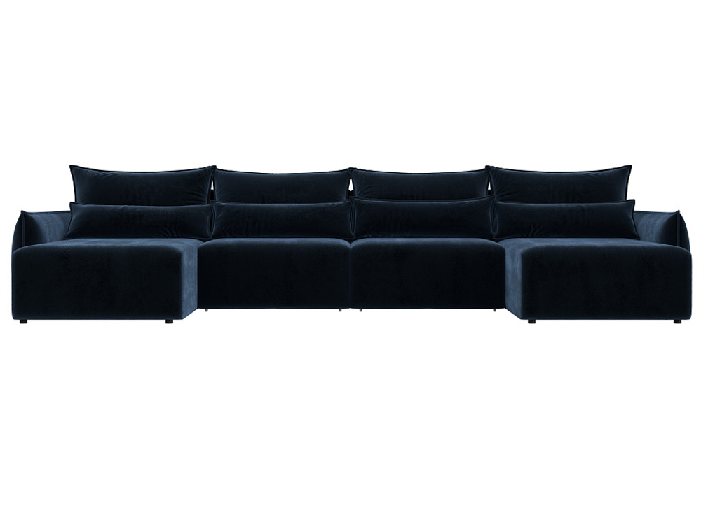 Диван П-образный Лига-051 НПБ Лонг ВЕЛЮР TOWER 13 синий