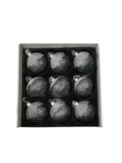 Набор винтажных стеклянных украшений Зимний сон 80 мм., серо-белый, 9 шт., Christmas DeLuxe (13119)