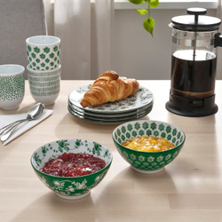 IKEA ENTUSIASM  (ИКЕА ЕНТУСИАСМ)  -  Миска, узор/зеленый, 12 см
