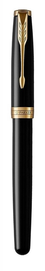 Ручка роллер Parker Sonnet , Lacquer Deep Black GT, стержень: F, цвет чернил: black, в подарочной упаковке