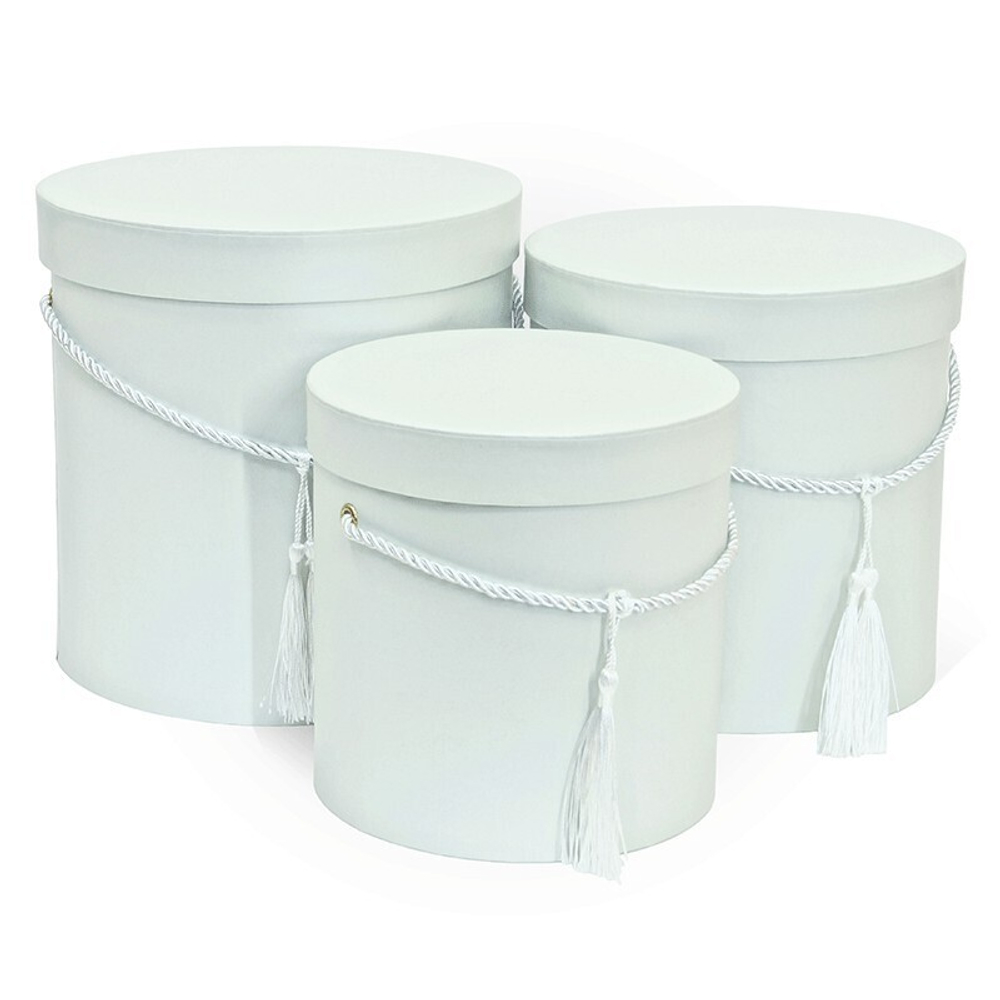 Коробка "Цилиндр" белый с ручкой-кисточкой, Размер 2, 200x200 см