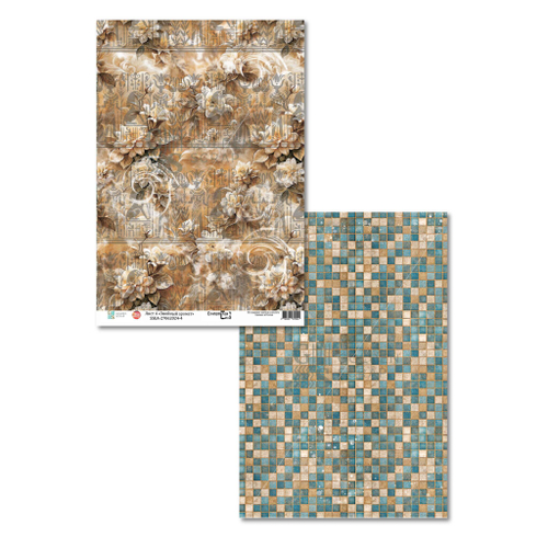 Лист двусторонней бумаги "Знойный аромат" к коллекции "Египетская сила" от GoldenScrap и EasyBusyHobby, формат а4, 235г, арт. SSEA-27062024-4