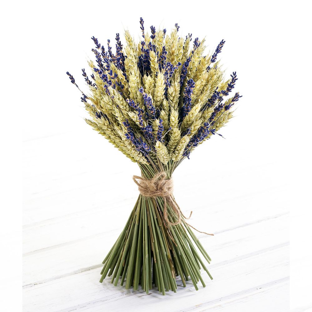 Букет сухоцветов из лаванды с пшеницей