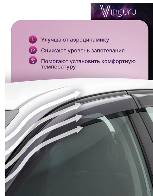 Дефлекторы окон Vinguru для Changan CS55PLUS 2019-н.в., UNI-S 2024-н.в. , AFV90774