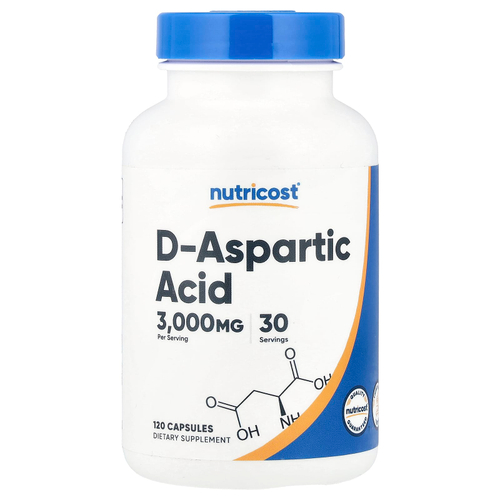 Nutricost, D-аспарагиновая кислота, 120 капсул (750 мг на капсулу)
