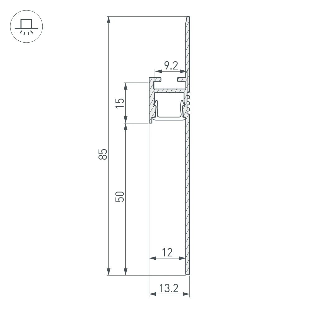 Профиль ARH-PLINTUS-50-FANTOM-3000 ANOD (Arlight, Алюминий) 052662