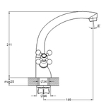 Смеситель для кухни, G.lauf, с кран-буксой, хром, QML4-A827