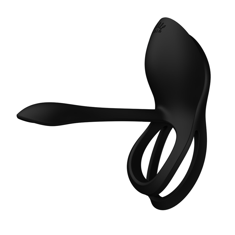 Черное эрекционное виброкольцо для пар с пультом ДУ + управление через приложение Zalo Bayek Vibrating Couples Ring Obsidian Black