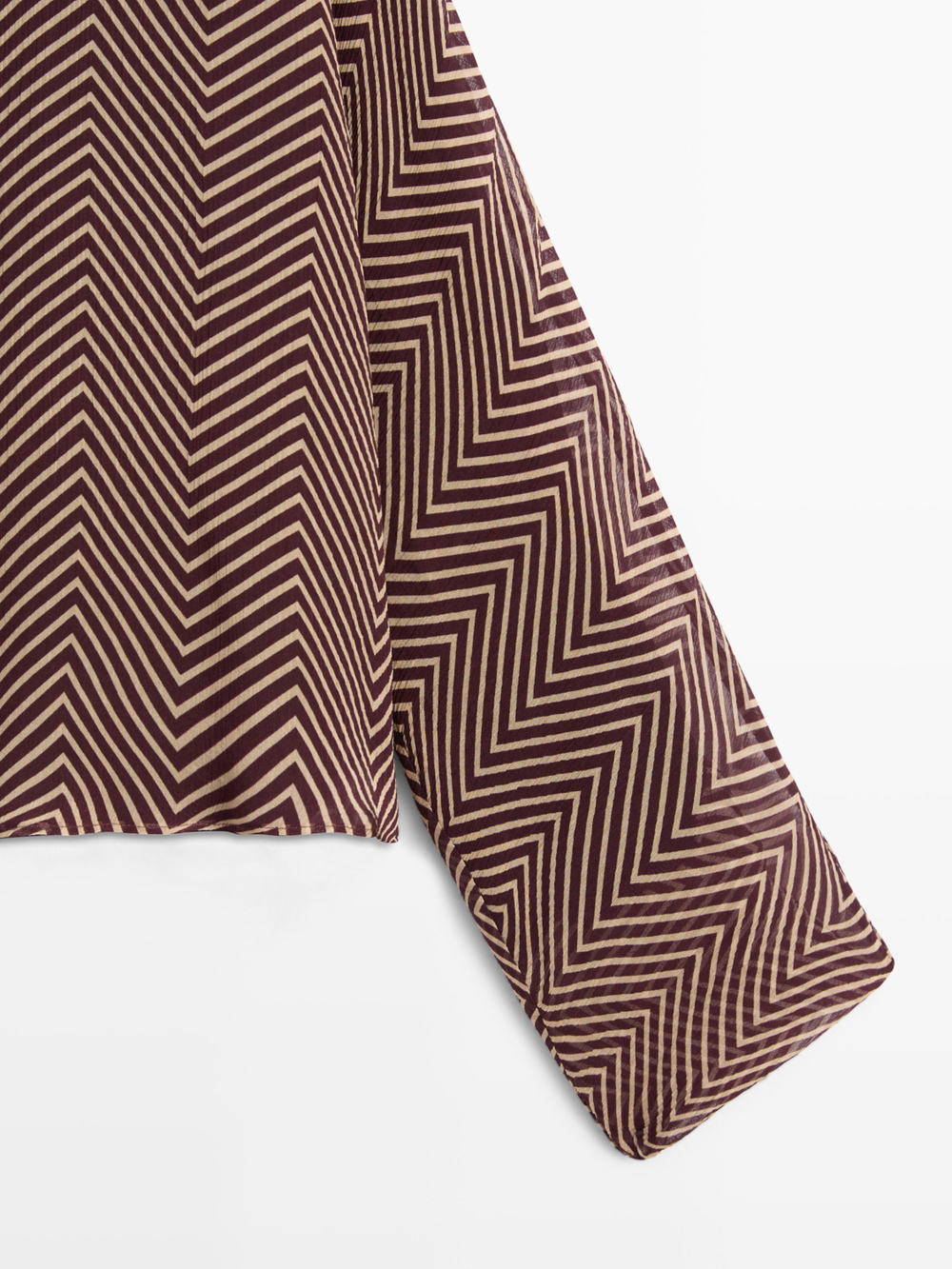 Massimo Dutti Блуза из струящейся ткани с геометрическим принтом, бургунди