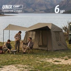 Надувная палатка UNIX Camp Vega 3х2 зеленый (+ навес)