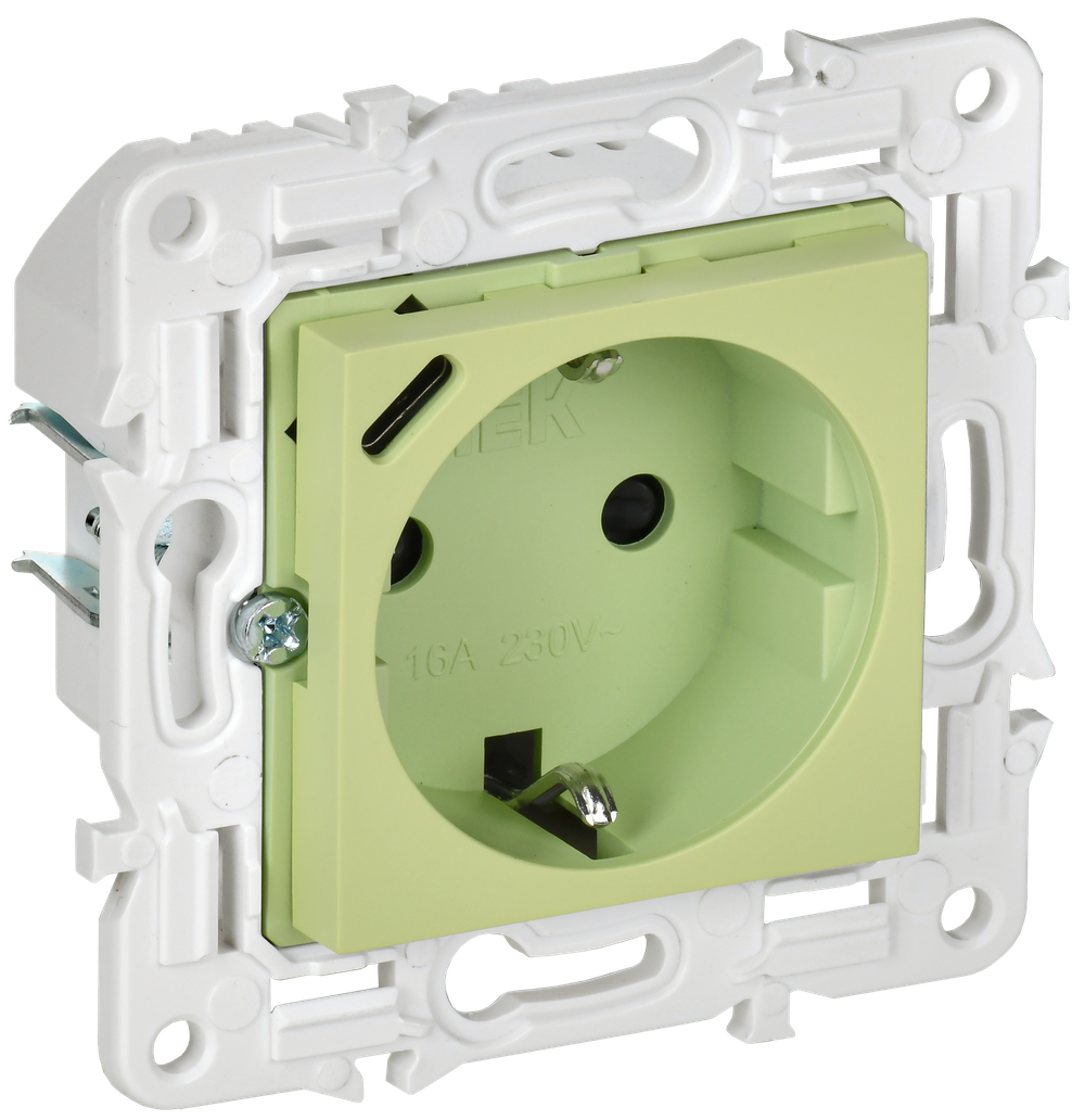 SKANDY Розетка с заземлением с защитными шторками 16А с USB C 18Вт SK-R17G мятный IEK