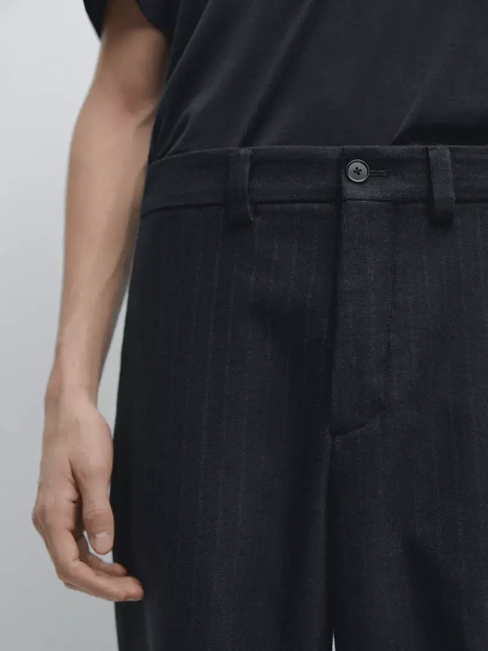 Massimo Dutti Фланелевые брюки с двойной полосой, темно-синий