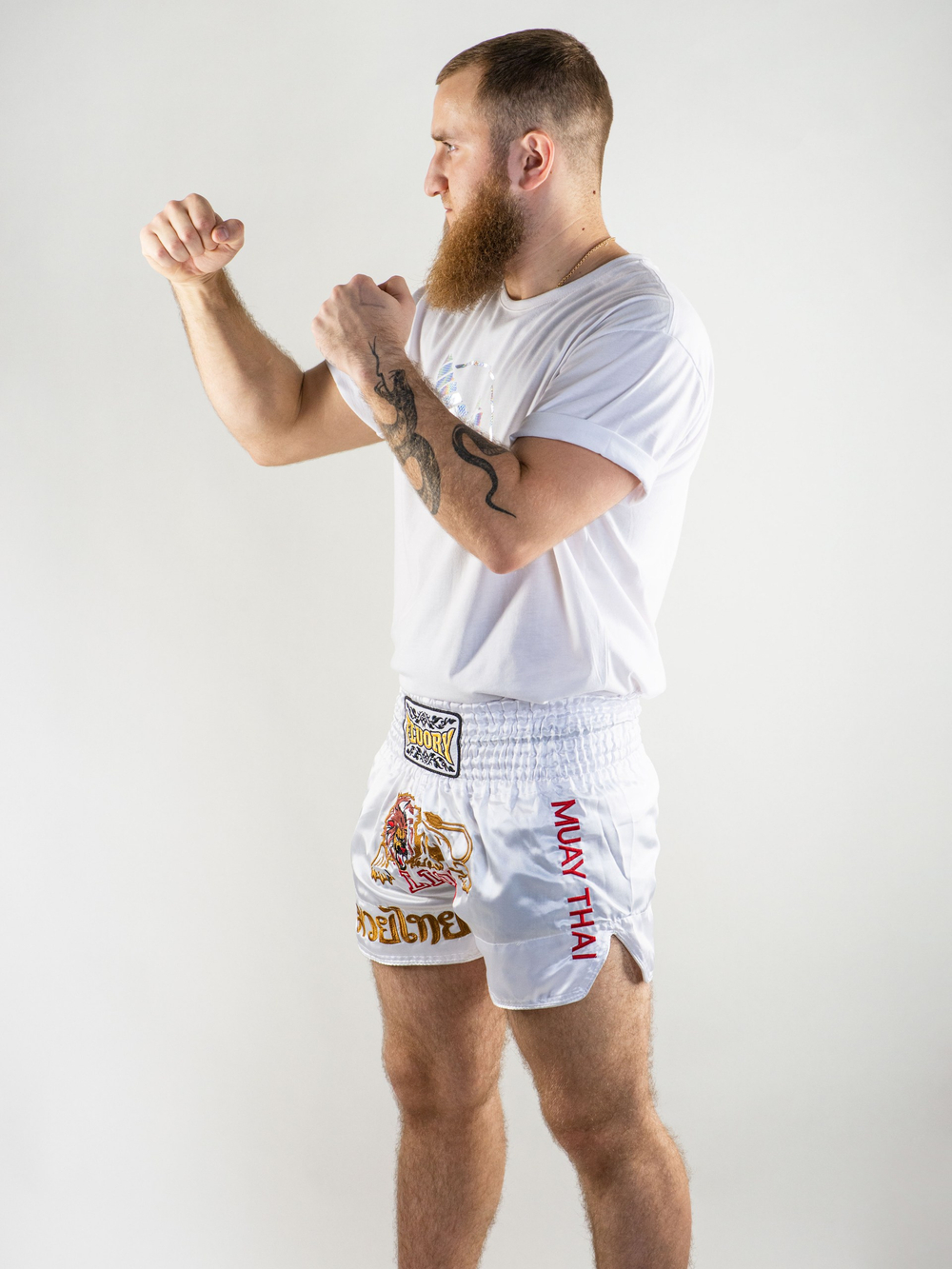 Шорты Муай-Тай Fluory Lion (белые)