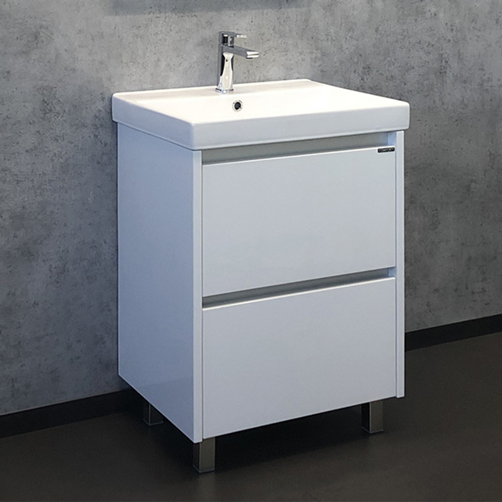 Comforty. Тумба-умывальник "Дублин-60" белый глянец с раковиной Comforty 8056