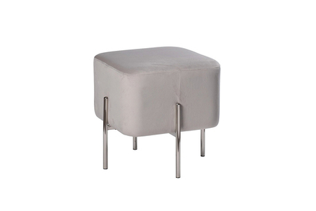 Пуф велюровый 44x42x42см Garda Decor светло-серая с хромированными ножками