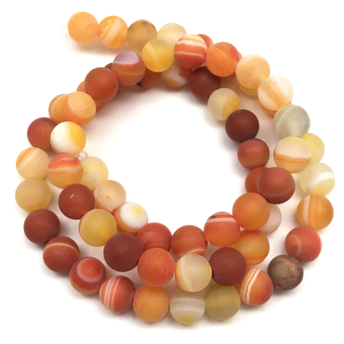 Агат оранжевый матовый 6 мм, бусины (нить)