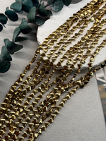 Гематит сердце, золото, 6 мм, нить 40 см