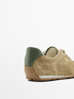 Massimo Dutti Кроссовки из натуральной кожи с декоративными элементами, коричневый