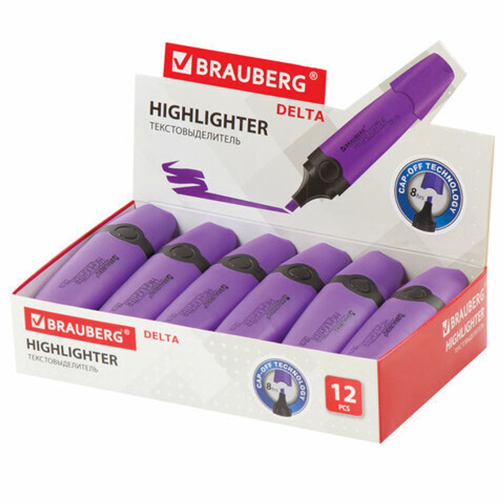 Текстовыделитель BRAUBERG "DELTA", ФИОЛЕТОВЫЙ, линия 1-5 мм, 151723