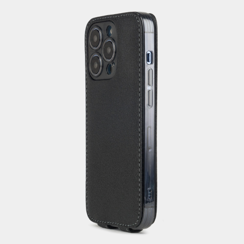Чехол для iPhone 15 Pro из кожи козы, черного цвета