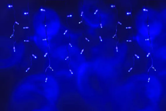 Светодиодная бахрома 108 синих LED ламп, 3*0.6 м., 220В, мерцание, белый провод ПВХ, Teamprof (TPF-i3*0.6F-CW/B)