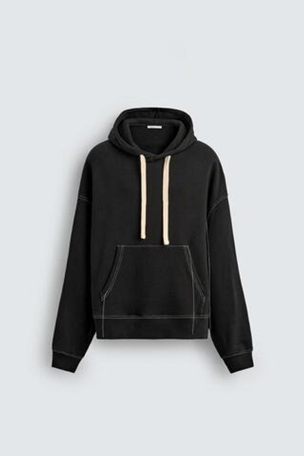 ZARA ХУДИ С КОНТРАСТНОЙ ПРОШИВКОЙ, ЧЕРНЫЙ