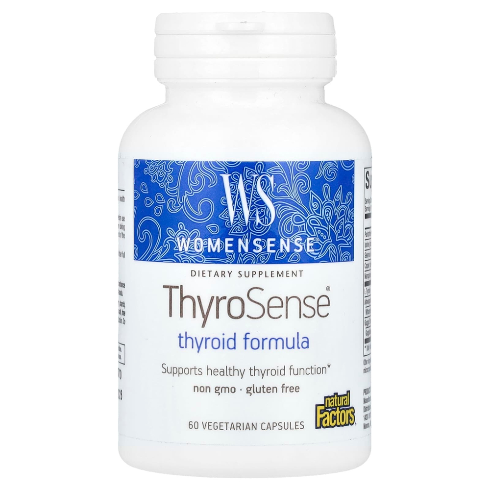 Natural Factors, WomenSense, ThyroSense, добавка для щитовидной железы, 60 вегетарианских капсул