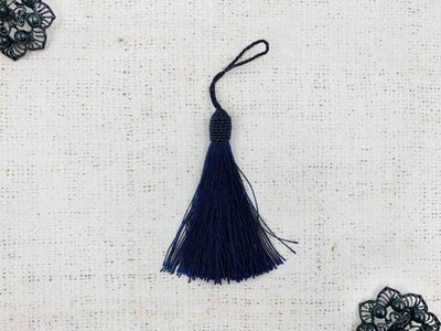 Кисть декоративная, L 14 см, тёмно-синий