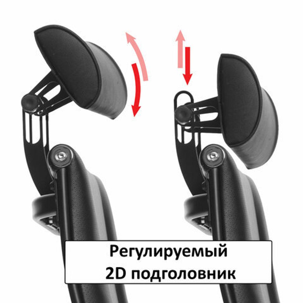 Кресло офисное МЕТТА "К-33-2D" хром, кожа, подголовник, сиденье и спинка мягкие, черное