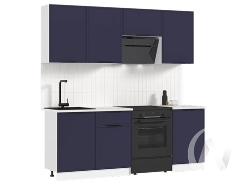Кухня Николь 2;1м (белый/холст сапфировый/антарес)