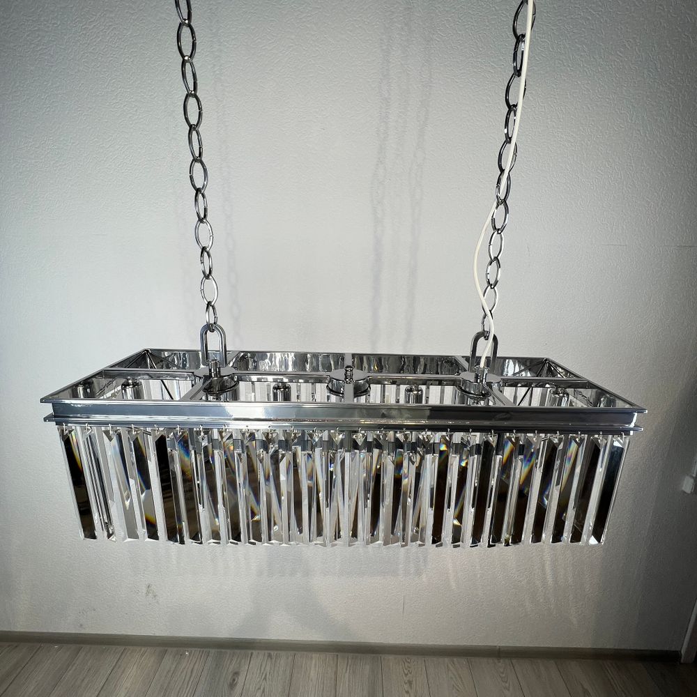 Подвесная Люстра Rh 1920S Odeon Clear Glass Fringe Chrome By Imperiumloft