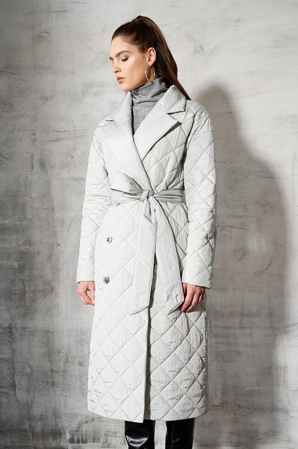 0080 Пальто женское (серебристо-серый)
