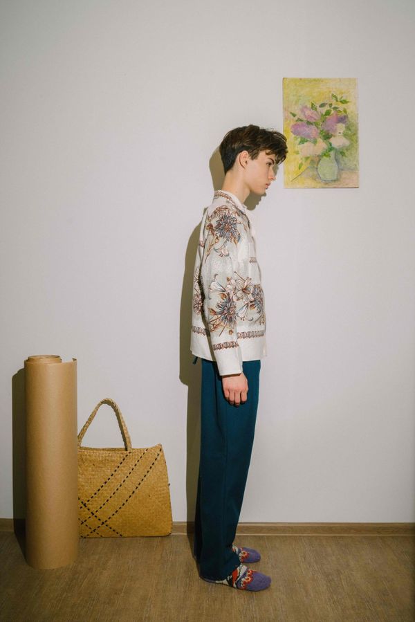 Рубашка Gray Peonies Shirt beige - фото 3