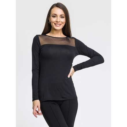 Женский лонгслив с сетчатой вставкой черный OROBLU Perfect Line VOBT01595