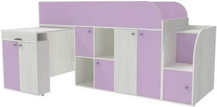 Кровать-чердак КарИВи Малыш 3 Белое Дерево Ирис