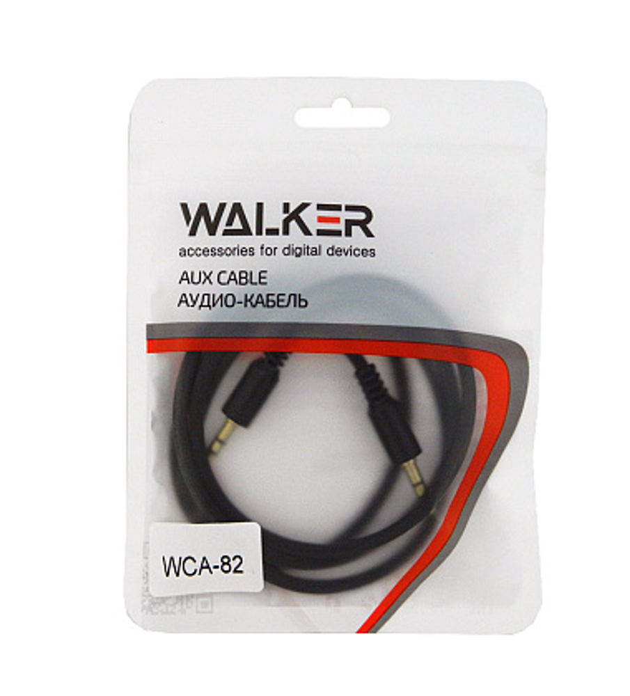 Кабель AUX WALKER WCA-082, 3.5мм, в пакете, черный