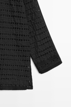 Massimo Dutti Рубашка из струящейся ткани с вышивкой, черный